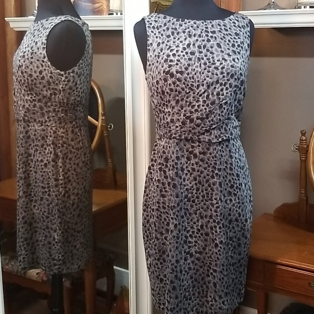 Ann Taylor blk & gray midi dress size 8